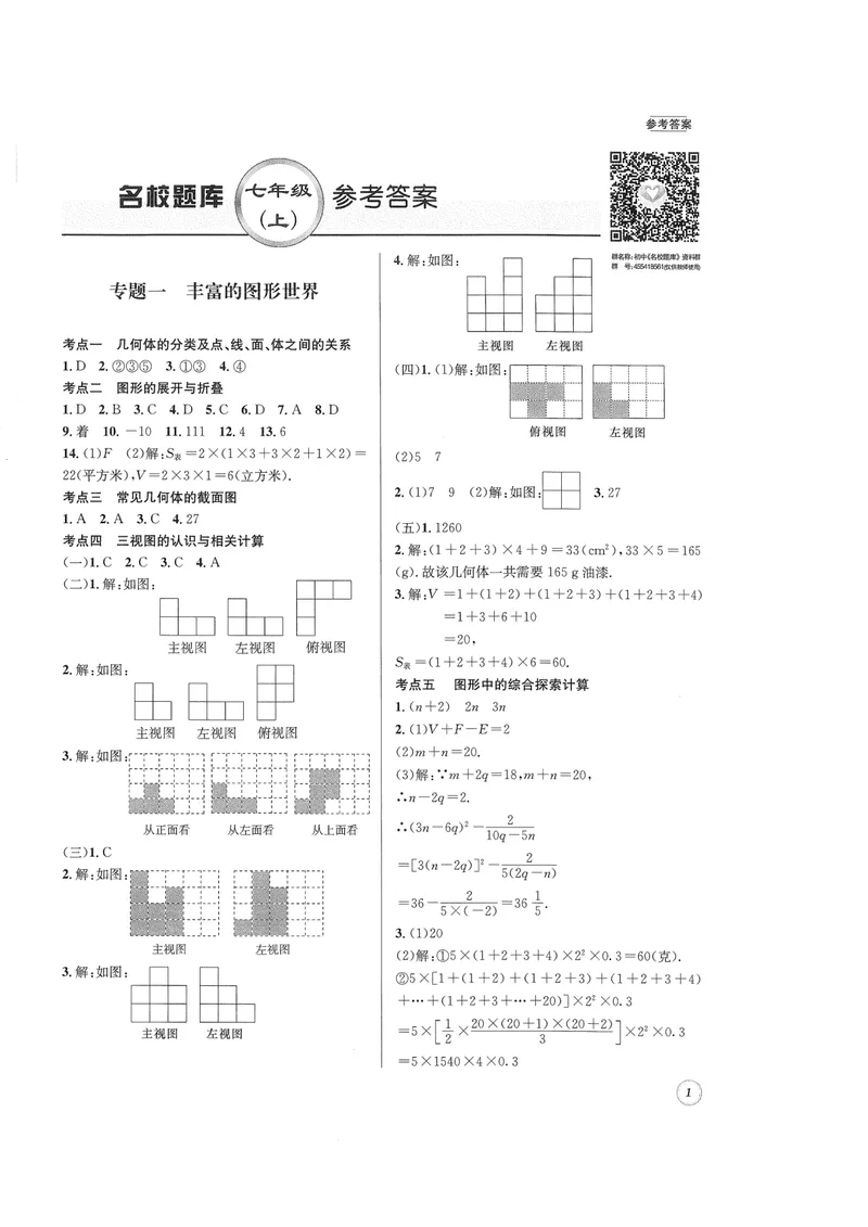 《2024版名校题库数学7上答案_初中全科目同步习题+精品试卷（7-9年级）_25秋初中数学《同步习题+精品试卷》_初中数学人教版试卷_初中数学人教版7-9年级上册_《名校题库》》第1页预览