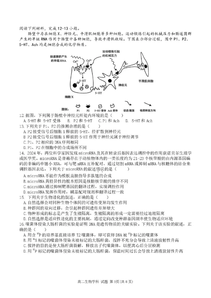《高二生物试题_2024-2027高二（7-7月题库）_2026年06月高二试卷_260626浙江省温州市新力量联盟2025-2026学年高二下学期6月期末》第3页预览