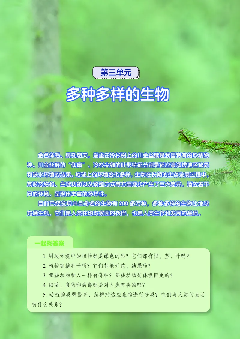 《鲁教版6年级生物下册高清教材_2025秋电子课本初中科目-新教材_全部版本•初中生物电子课本_鲁科版初中生物电子课本》第5页预览
