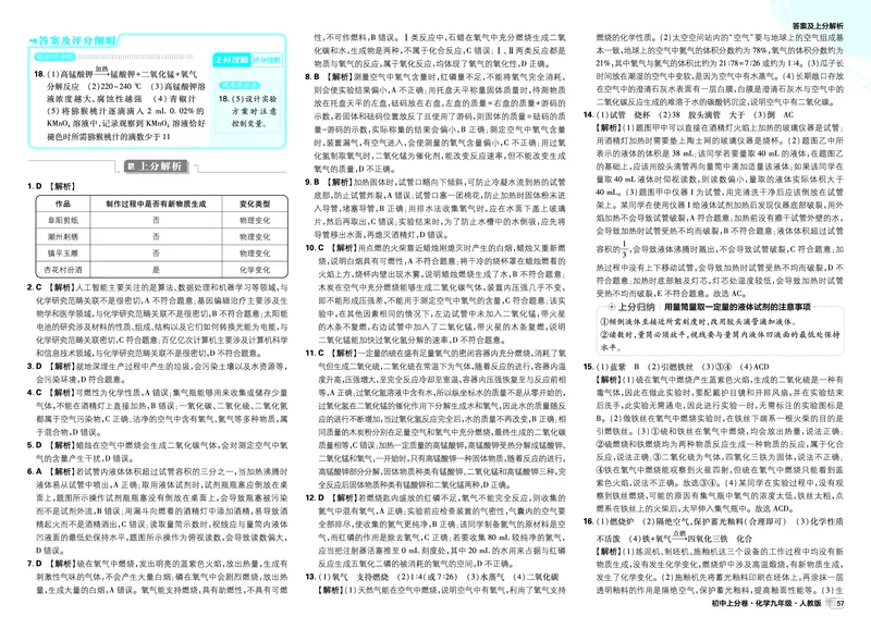 《2026《初中上分卷•化学》9全(RJ)答案解析_2026版初中《必刷题上分卷》9年级上册（7科全套）》第7页预览