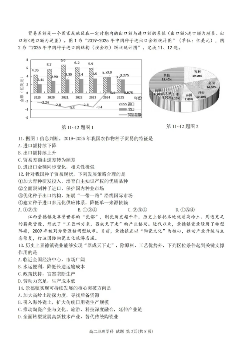 《高二地理试卷_2024-2027高二（7-7月题库）_2026年06月高二试卷_260602浙江金华市卓越联盟2025-2026学年高二下学期5月阶段检测（全）》第3页预览