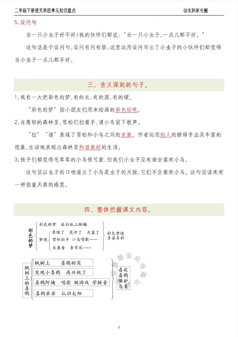 《006.24春语文二年级下册第四单元知识盘点八大专项（有答案）公众号：米妈家长圈_小学1-6年级全科全套_1-6年级全科下册_二年级_其他补充资料_语文资料》第5页预览