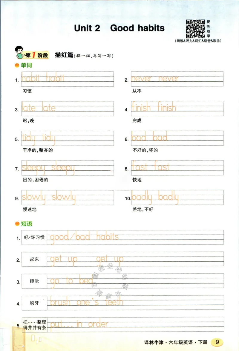 《005.译林三起点英语状元英语笔记六年级下册默写本_小学1-6年级全科全套_1-6年级全科下册_六年级_其他补充资料_英语译林版资料》第10页预览