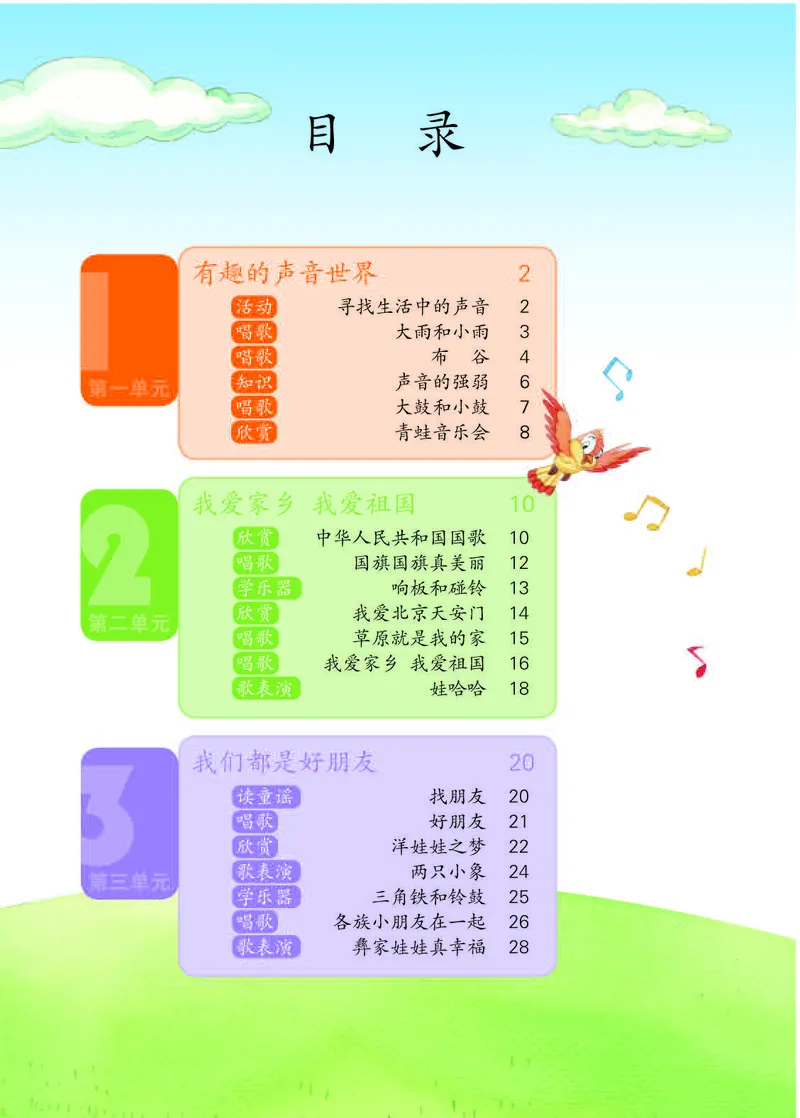 《人教版1年级音乐上册高清教材_光塔笔记小学教辅_2025秋电子课本小学科目-新教材_全部版本•小学音乐电子课本_人教版小学音乐电子课本_人教版小学音乐（五线谱）》第4页预览