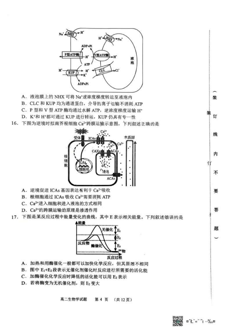 《黑龙江省哈尔滨市第六中学校2025-2026学年高二下学期6月阶段检测生物试题(扫描版无答案)_2024-2027高二（7-7月题库）_2026年06月高二试卷》第4页预览