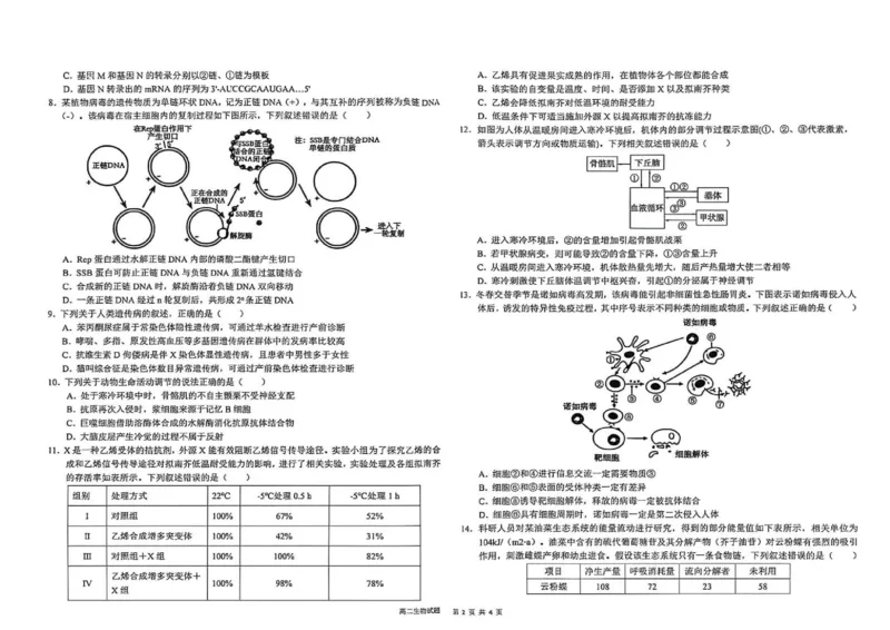 《高二生物试题_2024-2027高二（7-7月题库）_2026年06月高二试卷_260616河南省新乡市部分学校2025-2026学年高二下学期6月联考》第2页预览