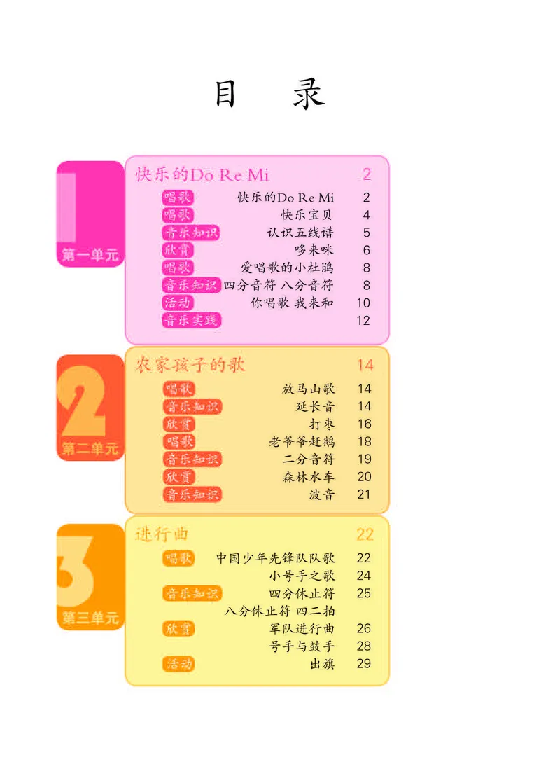 《人教版3年级音乐上册高清教材_光塔笔记小学教辅_2025秋电子课本小学科目-新教材_全部版本•小学音乐电子课本_人教版小学音乐电子课本_人教版小学音乐（五线谱）》第4页预览