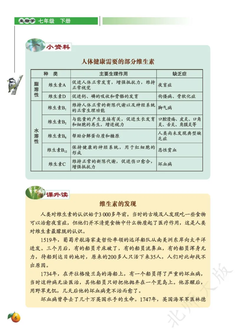 《义务教育教科书·生物学七年级下册_光塔笔记初中课本_初中生物学_北师大》第10页预览