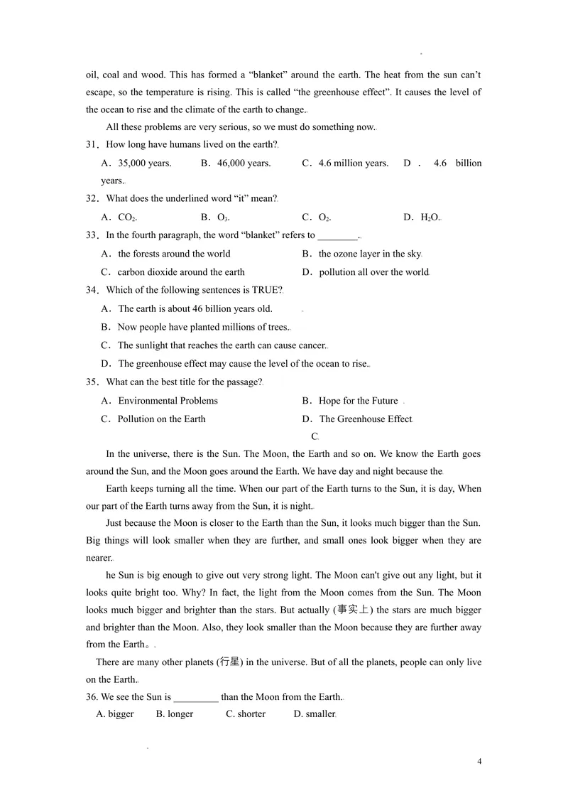 《3.2Unit3TheEarth测试卷（B卷·提升能力）原卷版_初中全科目同步习题+精品试卷（7-9年级）_25秋初中英语《同步习题+精品试卷》_初中英语（沪教牛津版）试卷_七年级上册》第4页预览