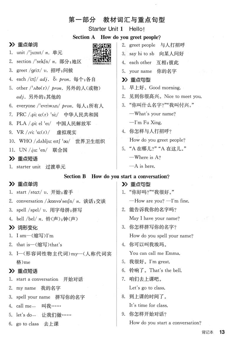 《2026《全品作业本》英语七上(RJ)背记本_初中全科目同步习题+精品试卷（7-9年级）_25秋初中英语《同步习题+精品试卷》_初中英语（人教版）试卷_初中英语7-9年级上册_《全品作业本》25秋》第4页预览