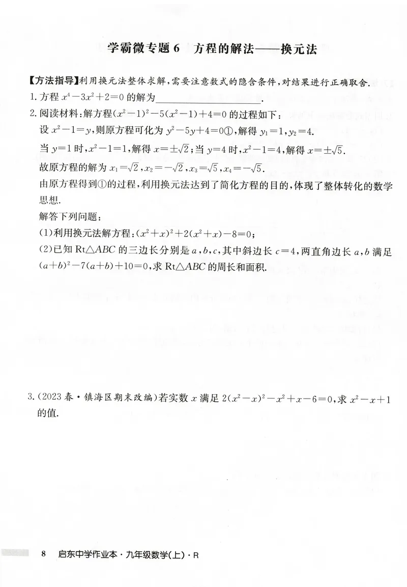 《2026版初中《启东中学作业本》9年级上册（数学）学霸微专题_初中全科目同步习题+精品试卷（7-9年级）_25秋初中数学《同步习题+精品试卷》_初中数学人教版试卷_《启东中学作业本》25秋》第10页预览