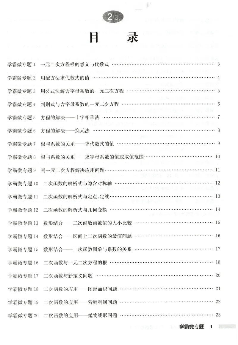 《2026版初中《启东中学作业本》9年级上册（数学）学霸微专题_初中全科目同步习题+精品试卷（7-9年级）_25秋初中数学《同步习题+精品试卷》_初中数学人教版试卷_《启东中学作业本》25秋》第3页预览