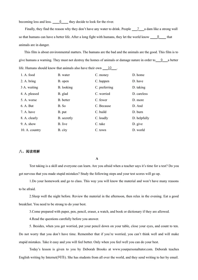 《4.2Unit4Reading（练习）（原卷版）_初中全科目同步习题+精品试卷（7-9年级）_25秋初中英语《同步习题+精品试卷》_初中英语（沪教牛津版）试卷_七年级上册_Unit4Reading（练习）》第4页预览