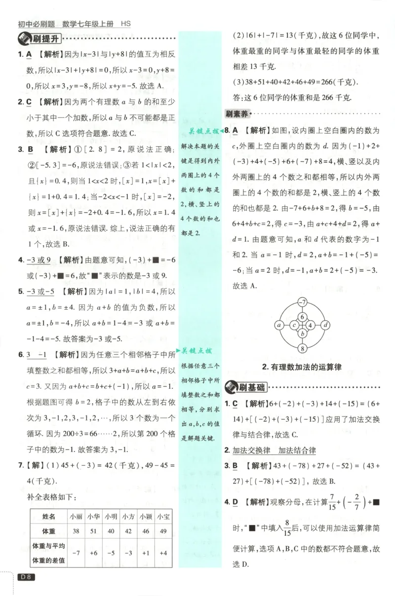 《2026《初中必刷题》数学7上(华师版)批注式详答与详析_2026版初中《必刷题》7-9年级上册（全科）（多版本合集）_2026版初中《必刷题》7年级上册（7科全）（多版本合集）》第10页预览