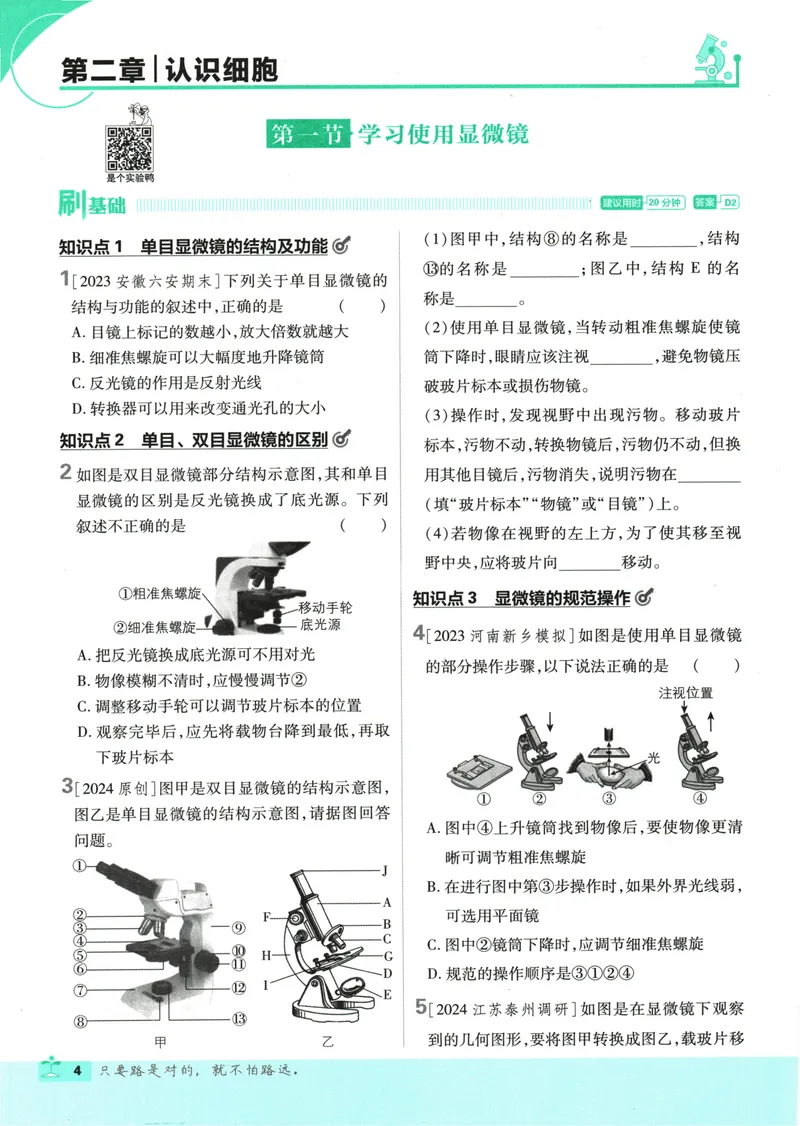 《25版初中必刷题生物7上(人教版)_初中全科目同步习题+精品试卷（7-9年级）_25秋初中生物《同步习题+精品试卷》_初中生物试卷（人教版）_《初中必刷题》2025秋》第10页预览