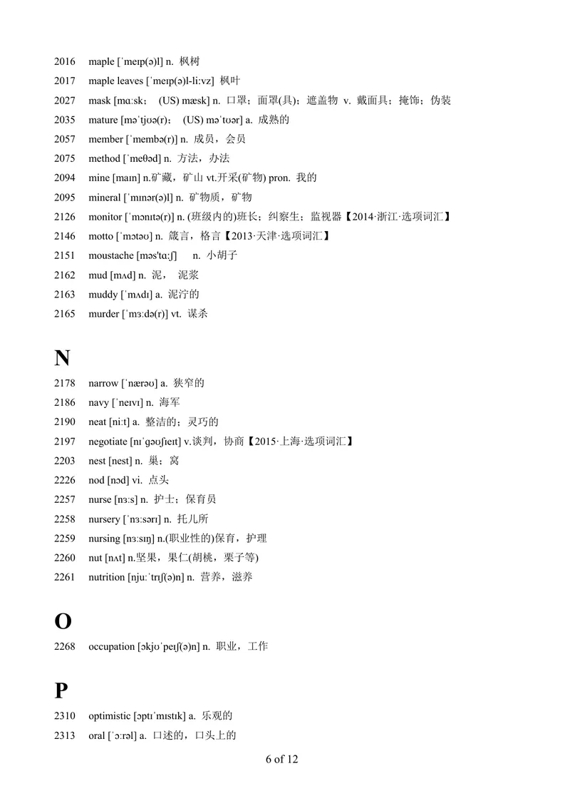 《4.需自行背诵的大纲词汇（内有原因）（338词）_2026版《3500词分类文档》小初高分类专项（让记单词如此轻松）》第6页预览