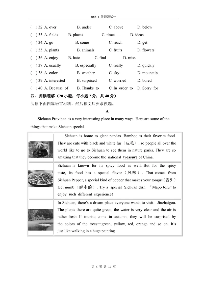 《5-1Unit5阶段测试一_初中全科目同步习题+精品试卷（7-9年级）_25秋初中英语《同步习题+精品试卷》_初中英语（仁爱版）试卷_《官网同步习题》_8年级上册（25秋）_新教材资源（25秋）》第5页预览