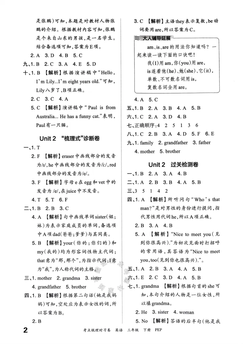 《013.24春人教PEP英语王朝霞考点梳理时习卷三年级下册答案公众号：米妈家长圈_小学1-6年级全科全套_1-6年级全科下册_三年级_其他补充资料_英语人教PEP资料》第3页预览