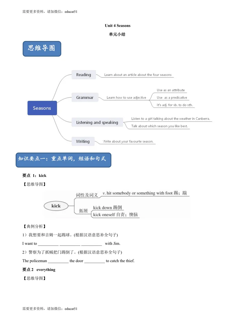 《4.11Unit4单元小结（原卷版）_初中全科目同步习题+精品试卷（7-9年级）_25秋初中英语《同步习题+精品试卷》_初中英语（沪教牛津版）试卷_七年级上册_单元测试+单元小结》第1页预览