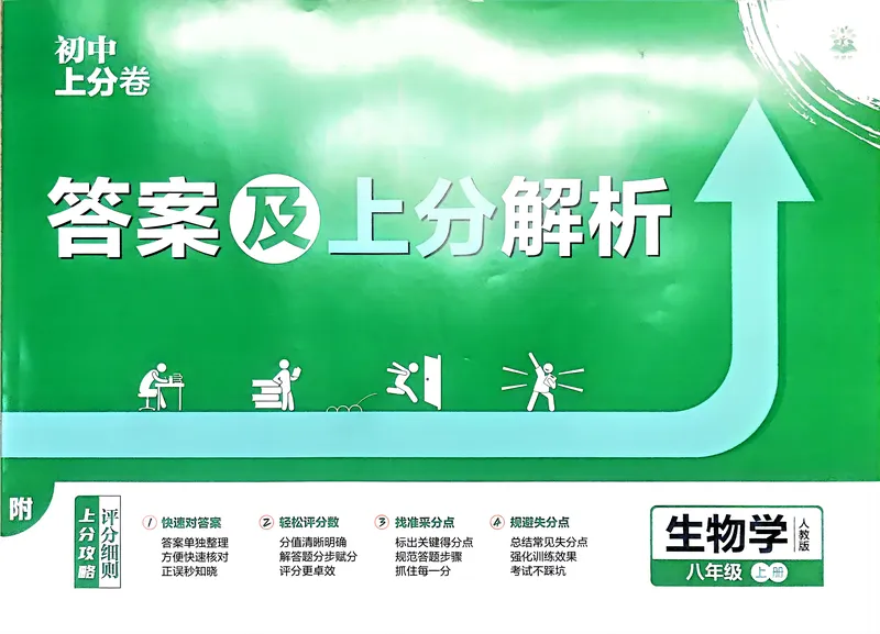 《2025秋初中上分卷生物8年级上册解析册_2026版初中《必刷题上分卷》8年级上册（8科）北师+人教_2026《初中上分卷》生物RJ》第1页预览