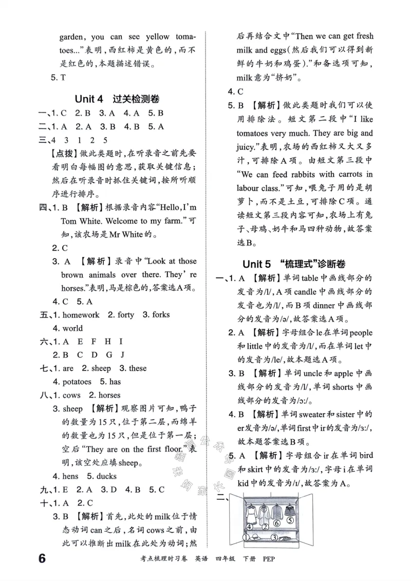 《013.24春人教PEP英语王朝霞考点梳理时习卷四年级下册答案公众号：米妈家长圈_小学1-6年级全科全套_1-6年级全科下册_四年级_其他补充资料_英语人教PEP资料》第7页预览