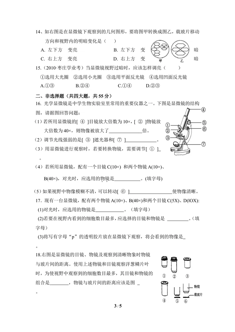 《《开启生物科学之门》章末测试2_初中全科目同步习题+精品试卷（7-9年级）_25秋初中生物《同步习题+精品试卷》_初中生物试卷（冀少版）_《同步练习+教案学案》_七年级上册》第3页预览