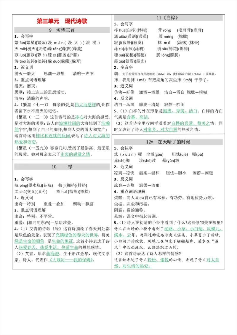 《014.24春四年级下册语文课课帖公众号：米妈家长圈_小学1-6年级全科全套_1-6年级全科下册_四年级_其他补充资料_语文资料》第4页预览