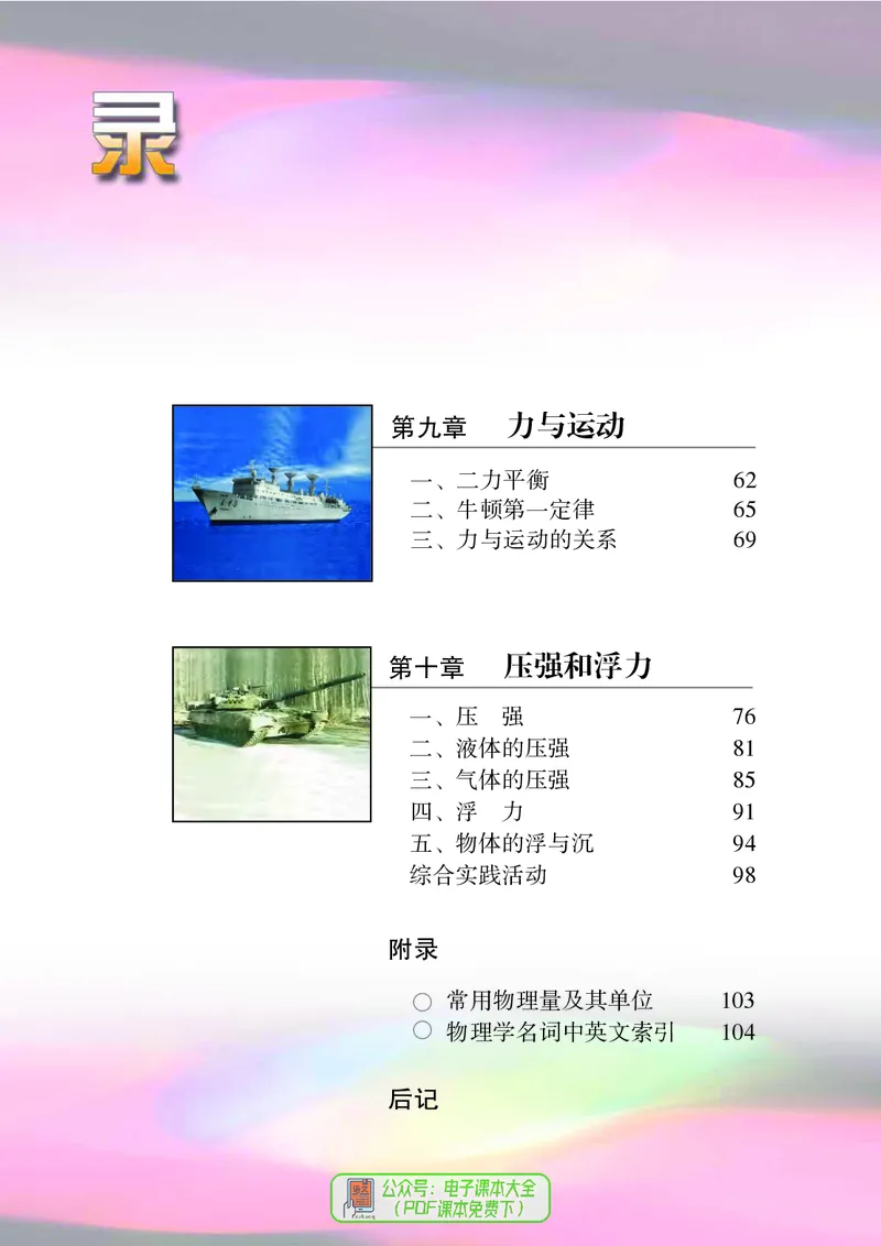 《初中物理八年级下册_光塔笔记初中课本_初中物理_苏科版》第6页预览