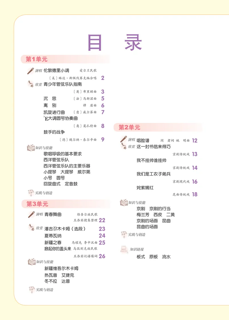 《（人音北京版）7年级下册_光塔笔记初中课本_初中音乐_北京版》第3页预览