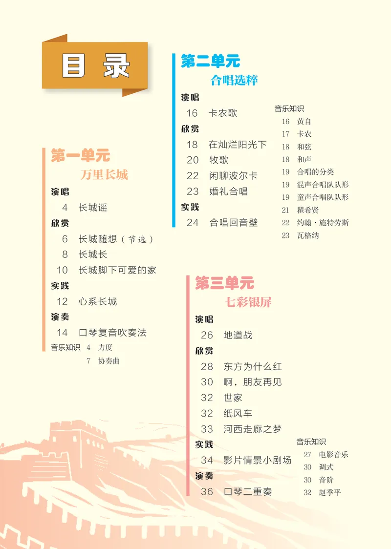 《音乐七下冀少版（2025春）_光塔笔记初中课本_2025春新增教材合集_初中音乐7年级下册（2025春）》第4页预览