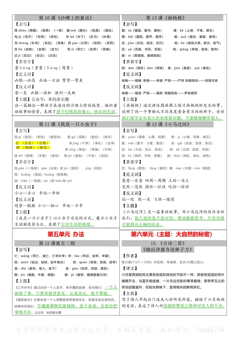 《014.24春语文最新版二年级下册课课贴公众号：米妈家长圈_小学1-6年级全科全套_1-6年级全科下册_二年级_其他补充资料_语文资料》第4页预览