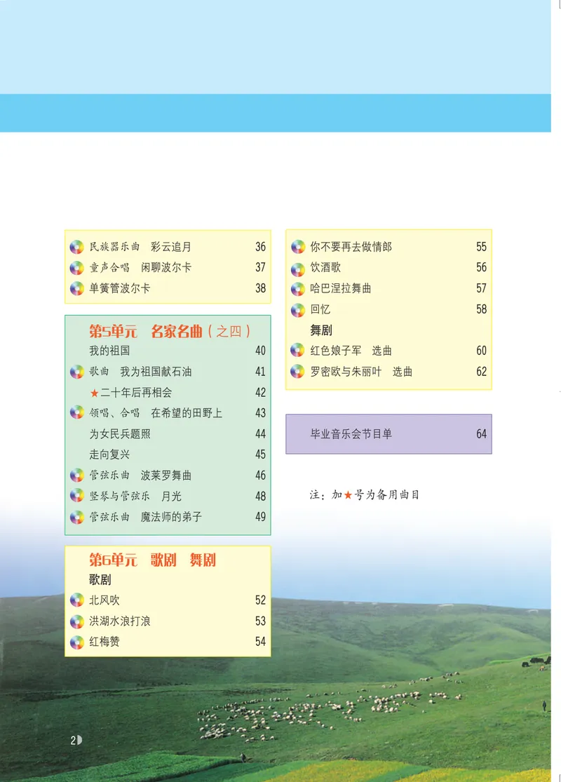《音乐（粤教花城版）9年级下册_光塔笔记初中课本_初中音乐_粤教花城版》第5页预览