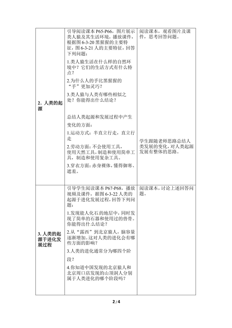 《《人类的起源》优教教案_初中全科目同步习题+精品试卷（7-9年级）_25秋初中生物《同步习题+精品试卷》_初中生物试卷（冀少版）_《同步练习+教案学案》_八年级下册》第2页预览