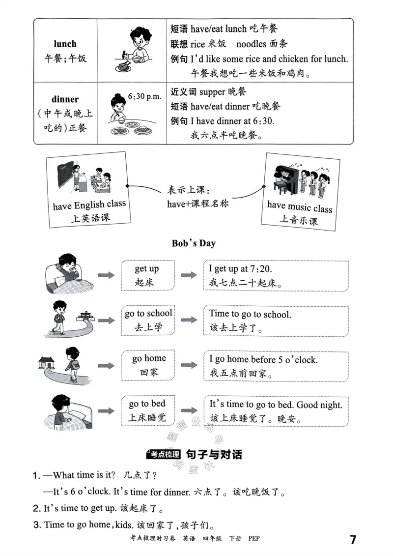 《014.24春人教PEP英语王朝霞考点梳理手册四年级下册公众号：米妈家长圈_小学1-6年级全科全套_1-6年级全科下册_四年级_其他补充资料_英语人教PEP资料》第8页预览