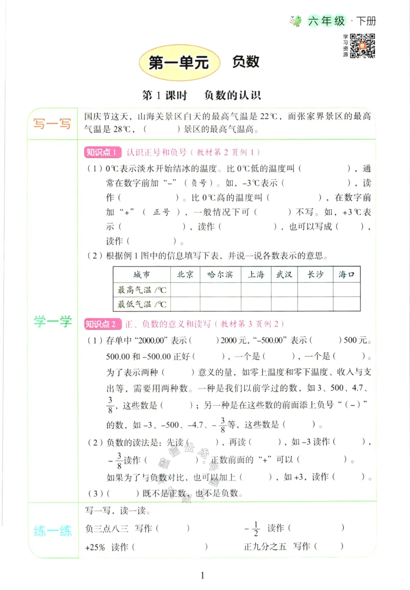 《014.人教版数学红逗号课前预习单六年级下册_小学1-6年级全科全套_1-6年级全科下册_六年级_其他补充资料_数学人教版资料》第4页预览