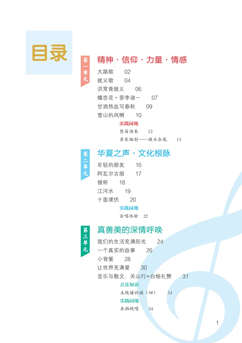 《音乐八上（湘艺版）2025秋_光塔笔记初中课本_初中音乐_湘艺版》第5页预览