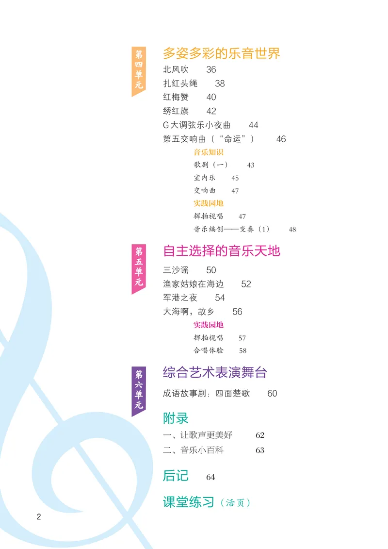 《音乐八上（湘艺版）2025秋_光塔笔记初中课本_初中音乐_湘艺版》第6页预览