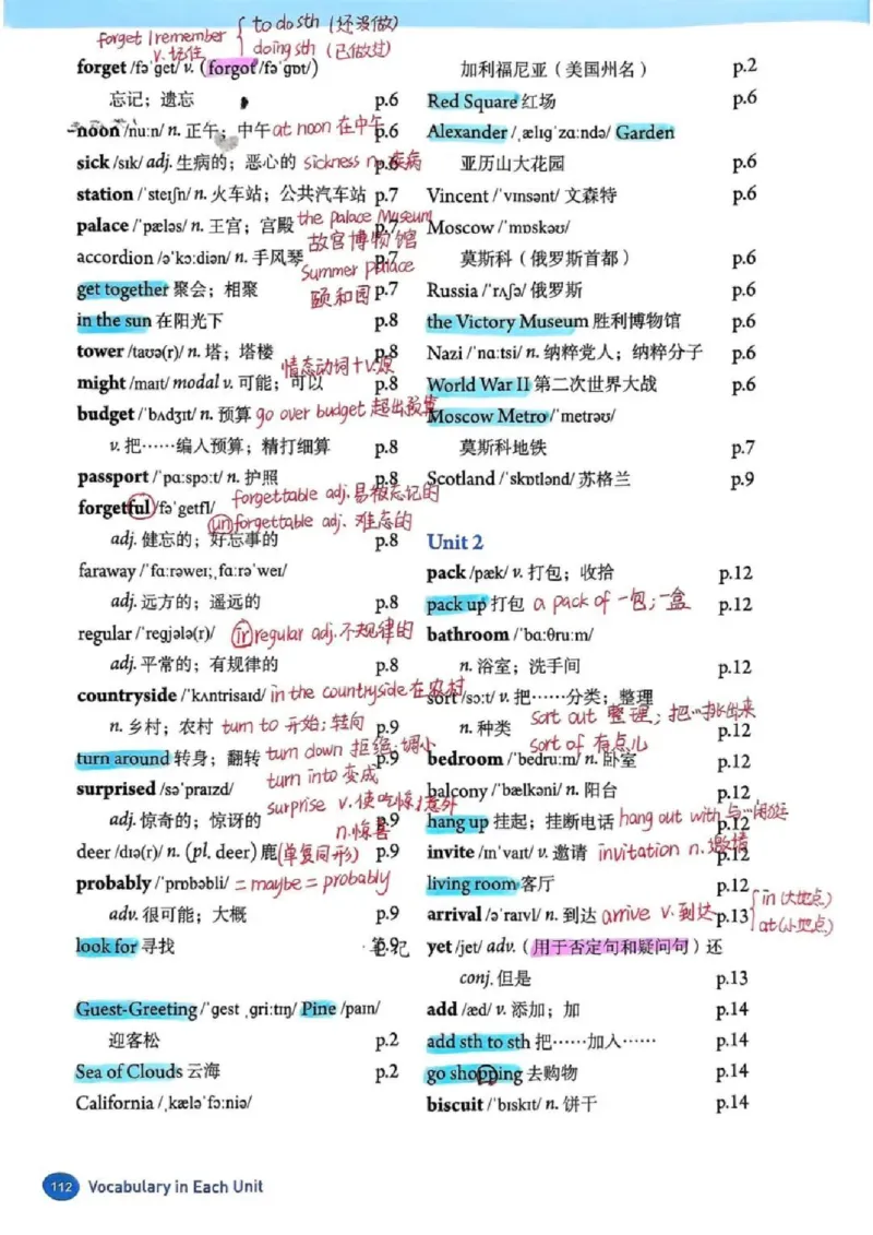 《人教版英语八年级上册单词自学笔记_🌲八年级课堂笔记_25年秋2025年秋人教版英...材八年级上册教材笔记》第2页预览