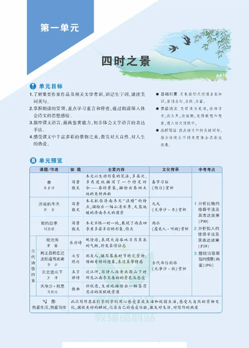 《状元大课堂七年级上册语文人教版正文_初中各科《状元大课堂导学案》_7-9上册_初中语文《状元大课堂》导学案》第9页预览