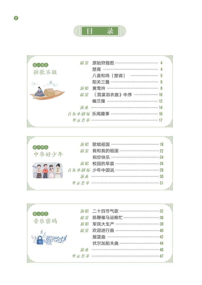 《音乐七上（西南大学版）2024秋_光塔笔记初中课本_初中音乐_西师大》第5页预览