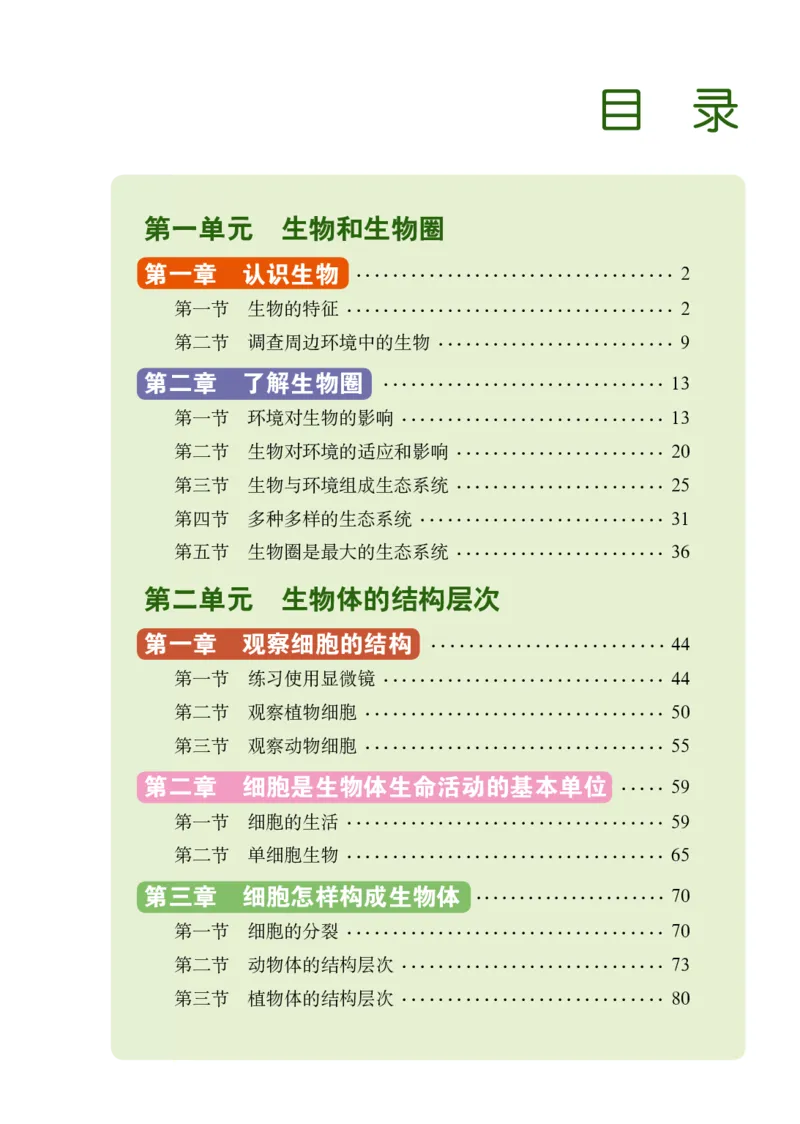 《义务教育教科书（五·四学制）生物学六年级上册_光塔笔记初中课本_初中生物学_鲁科版五四制》第4页预览