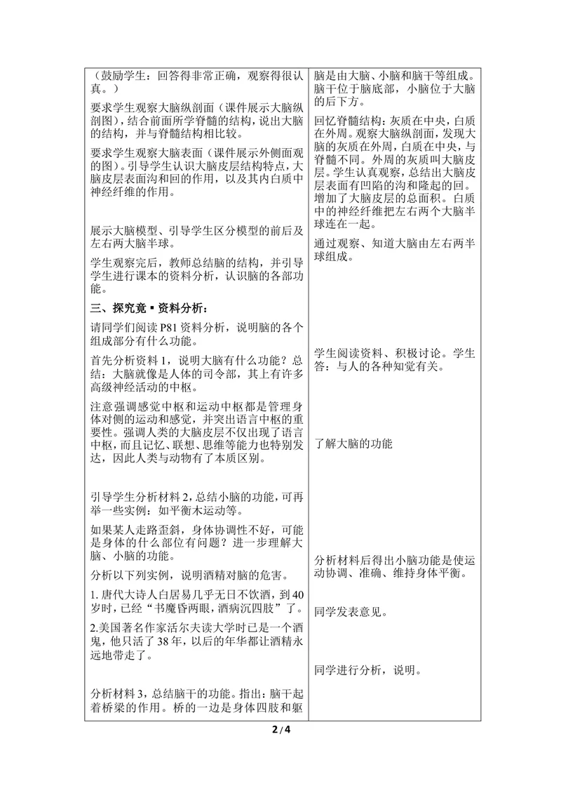 《《信息的处理》第二课时教案_初中全科目同步习题+精品试卷（7-9年级）_25秋初中生物《同步习题+精品试卷》_初中生物试卷（冀少版）_《同步练习+教案学案》_七年级下册》第2页预览
