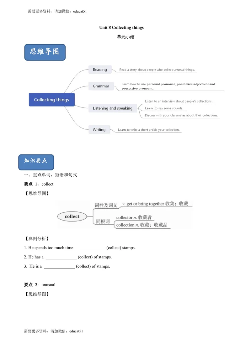 《8.11Unit8单元小结（原卷版）_初中全科目同步习题+精品试卷（7-9年级）_25秋初中英语《同步习题+精品试卷》_初中英语（沪教牛津版）试卷_七年级上册_单元测试+单元小结》第1页预览