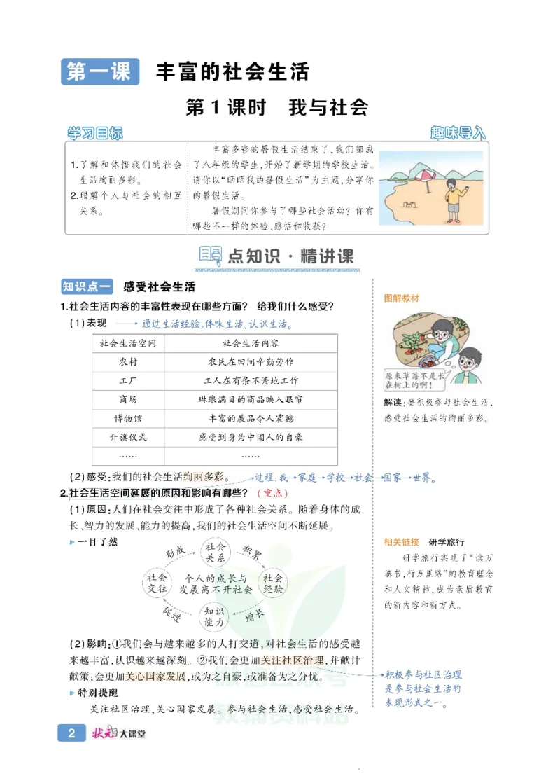 《状元大课堂八年级上册道德与法治人教版正文_初中各科《状元大课堂导学案》_7-9上册_初中道法《状元大课堂》导学案》第10页预览