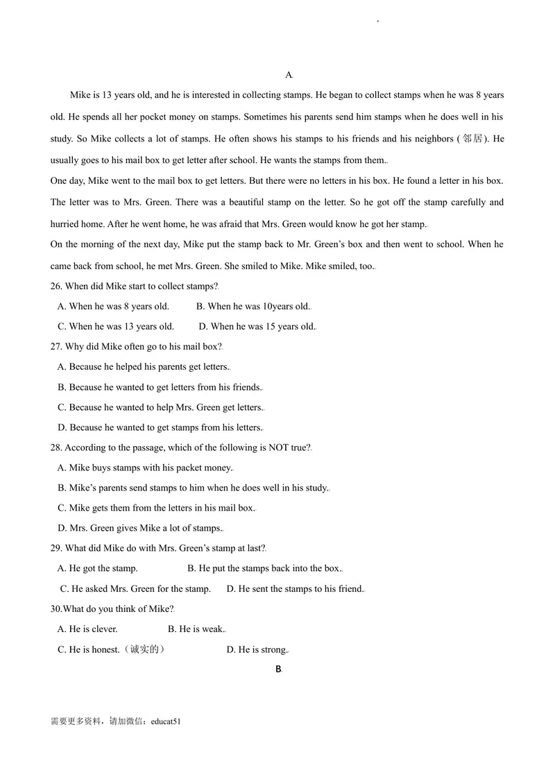《9.2U8Collectingthings（B卷·提升能力）原卷版_初中全科目同步习题+精品试卷（7-9年级）_25秋初中英语《同步习题+精品试卷》_初中英语（沪教牛津版）试卷_七年级上册》第3页预览