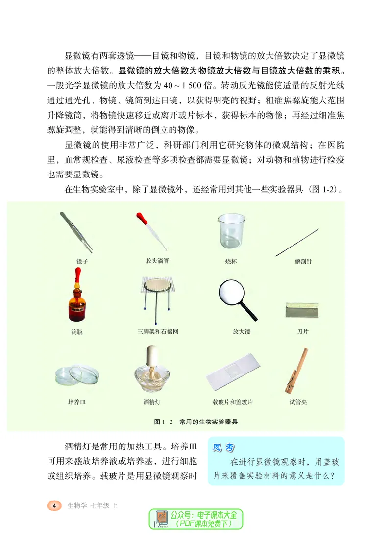 《河北少年儿童出版社生物学七年级上册_光塔笔记初中课本_初中生物学_冀少版》第10页预览