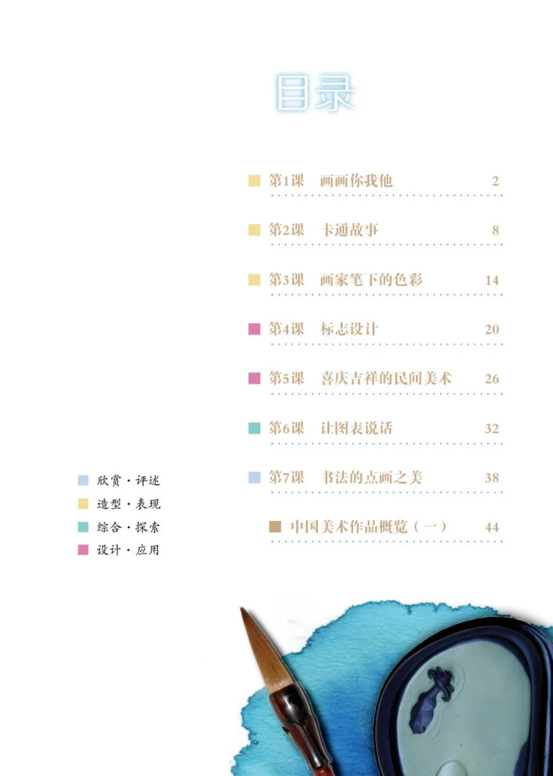 《（湖南美术出版社）7年级上册_光塔笔记初中课本_初中美术_湘美版》第5页预览