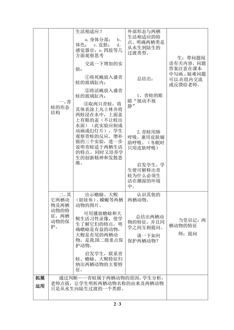 《《两栖类和爬行类》第一课时教案_初中全科目同步习题+精品试卷（7-9年级）_25秋初中生物《同步习题+精品试卷》_初中生物试卷（冀少版）_《同步练习+教案学案》_七年级上册》第2页预览