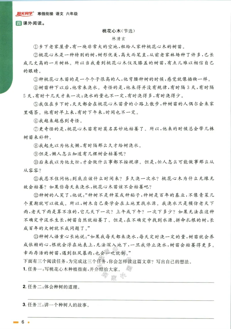 《016.语文阳光同学寒假衔接六年级（有答案）_小学1-6年级全科全套_1-6年级全科下册_六年级_其他补充资料_语文资料》第9页预览
