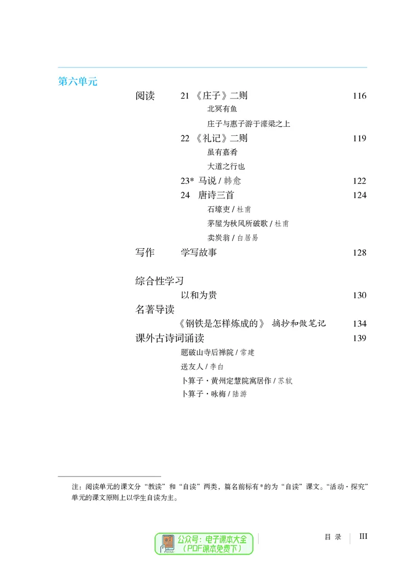 《义务教育教科书语文八年级下册_光塔笔记初中课本_初中语文_初中语文8年级下册》第6页预览
